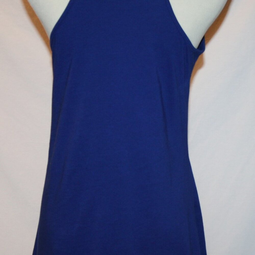 Twisted Heart Royal Blue Silver Bead & Crystal Neckline Top Small - Picture 3 of 7
